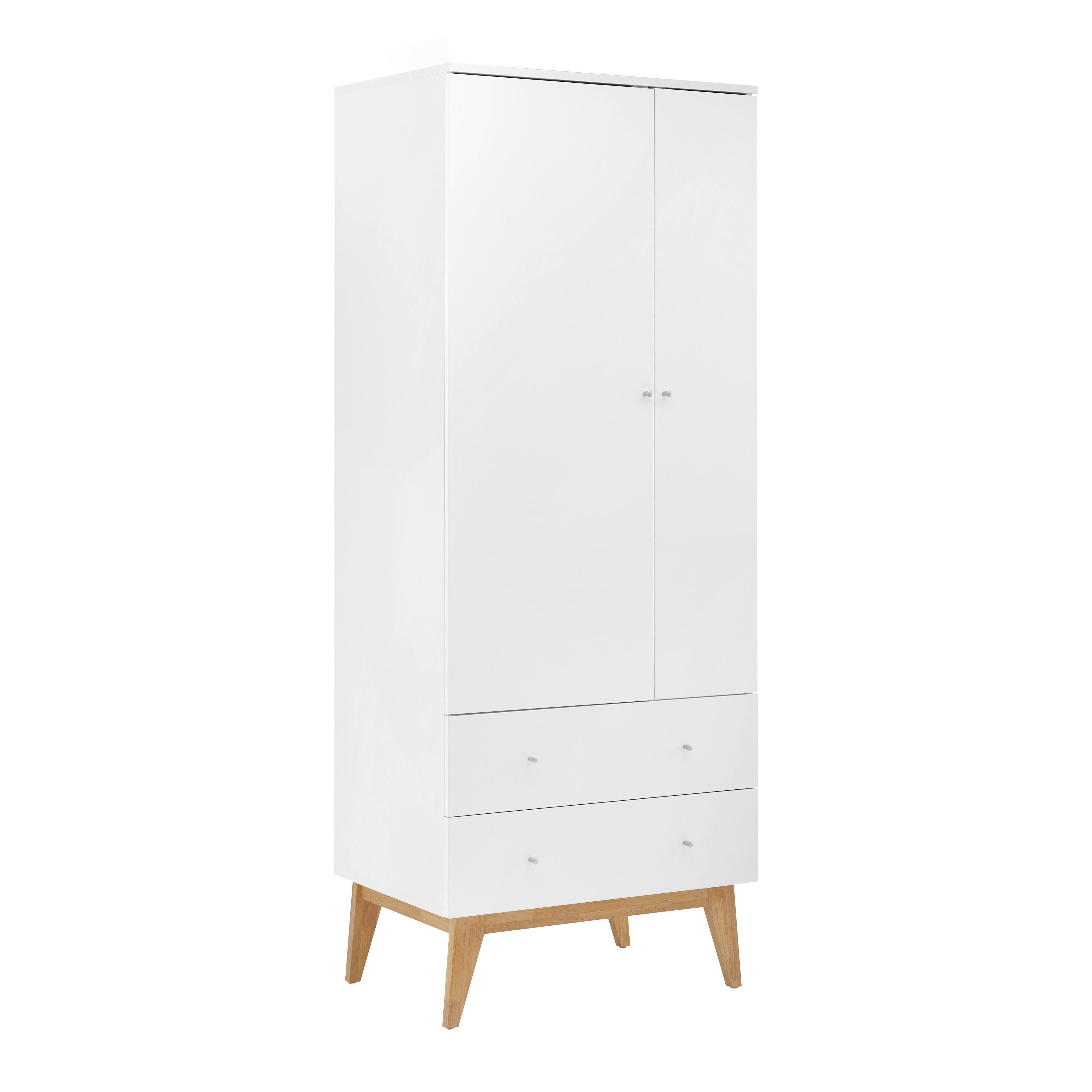 DREHTÜRENSCHRANK in weiß "Milo" - Weiss/Silberfarben, Modern, Holz/Metall (80/205/55cm) - Bessagi Home
