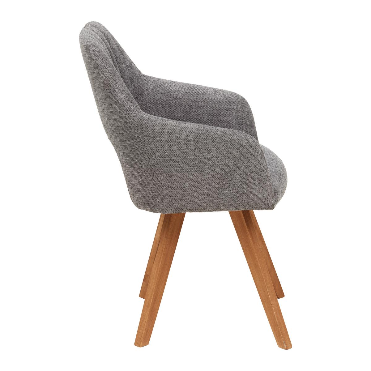 KRZESŁO Z PODŁOKIETNIKAMI IRIS - kolor dębowy/antracytowy, Konventionell, drewno/tkanina (60/86/57cm) - Zandiara