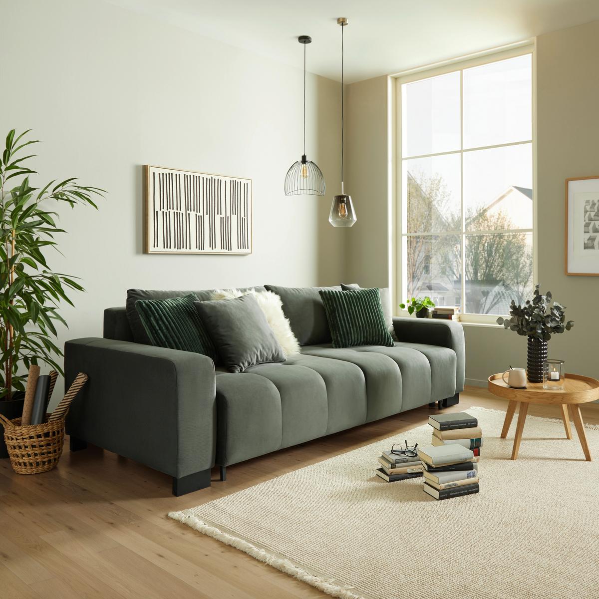 Trosed Na Razvlačenje Beta New Lux - tamnosiva/tamnozelena, Moderno, metal/tekstil (238/88/119cm) - Modern Living