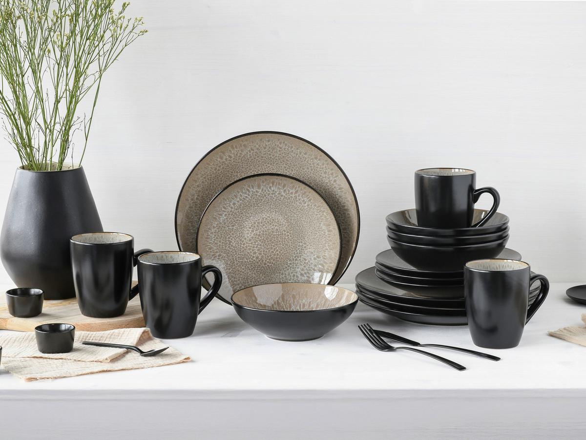 Kombinirani Servis Malmö, 16-Delni - črna/bež, Basics, keramika - Creatable