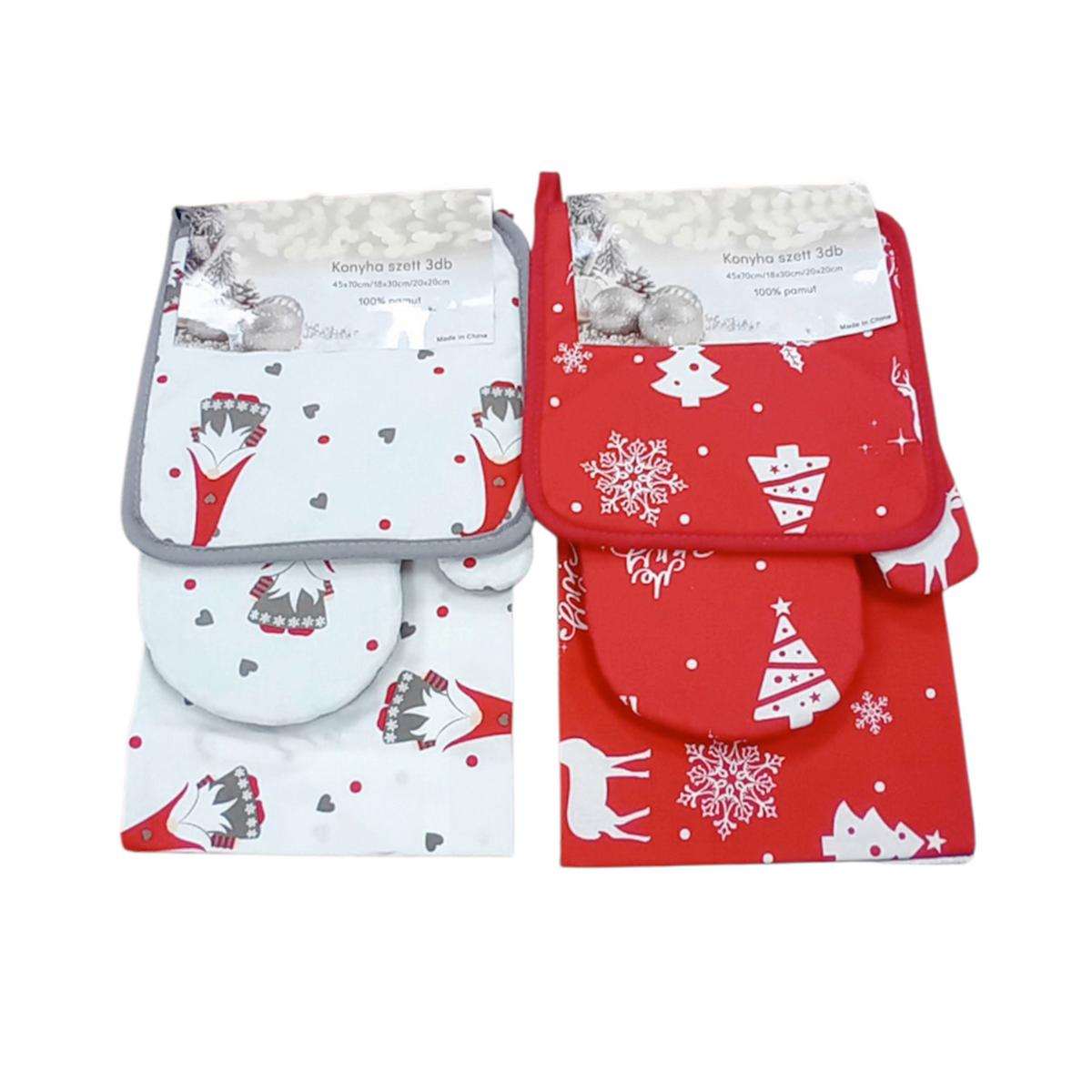 Edényfogó Szett Xmas 3 Részes - barna/világospiros, textil