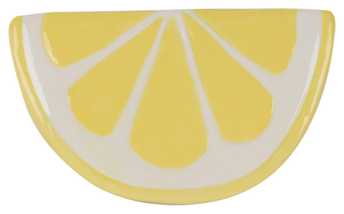 Skulptur Citron Weiß/Hellgelb - Weiss/Hellgelb, Keramik (12/6,5/7,5cm) - Mömax