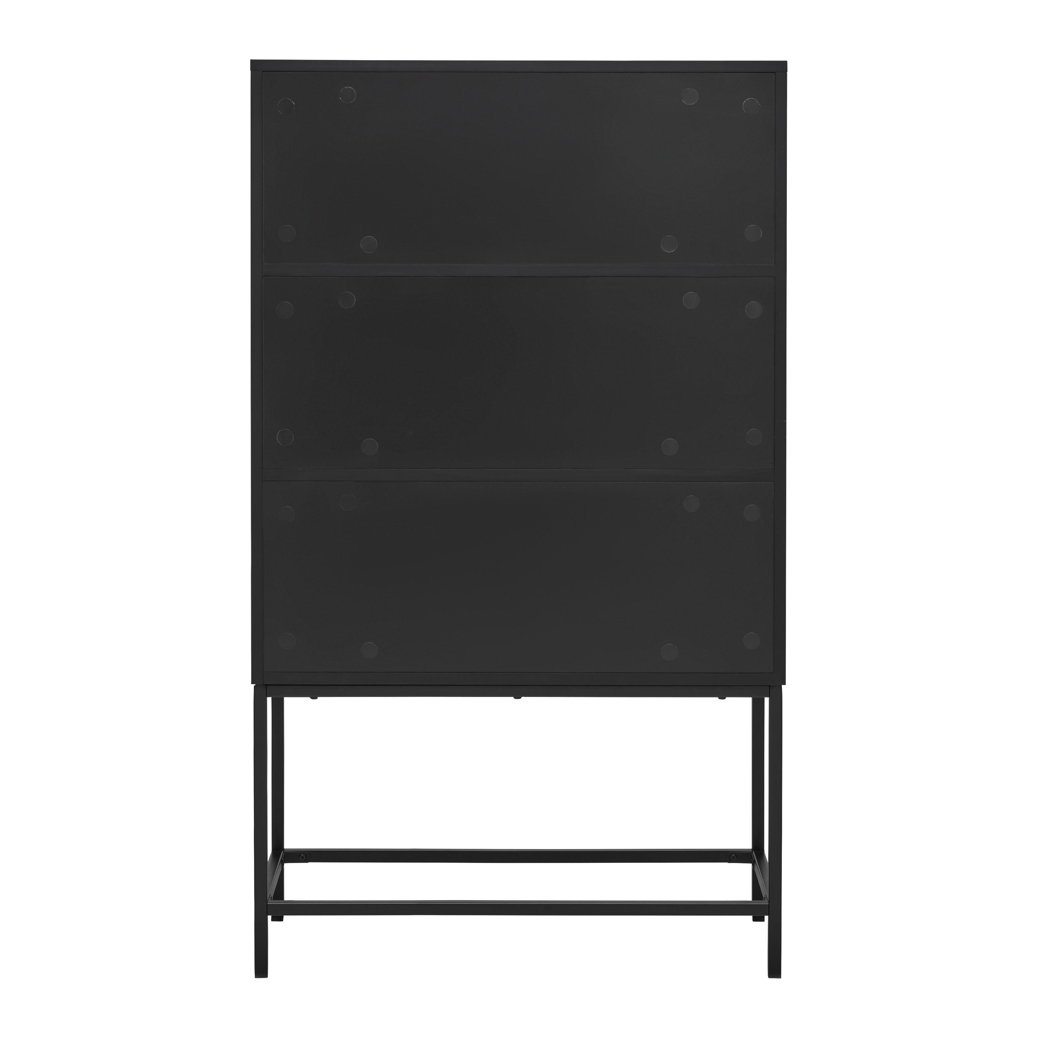 HÖG BYRÅ MARLENE - stålfärgad/svart, Design, metall/trämaterial (80/140/40cm) - Mömax