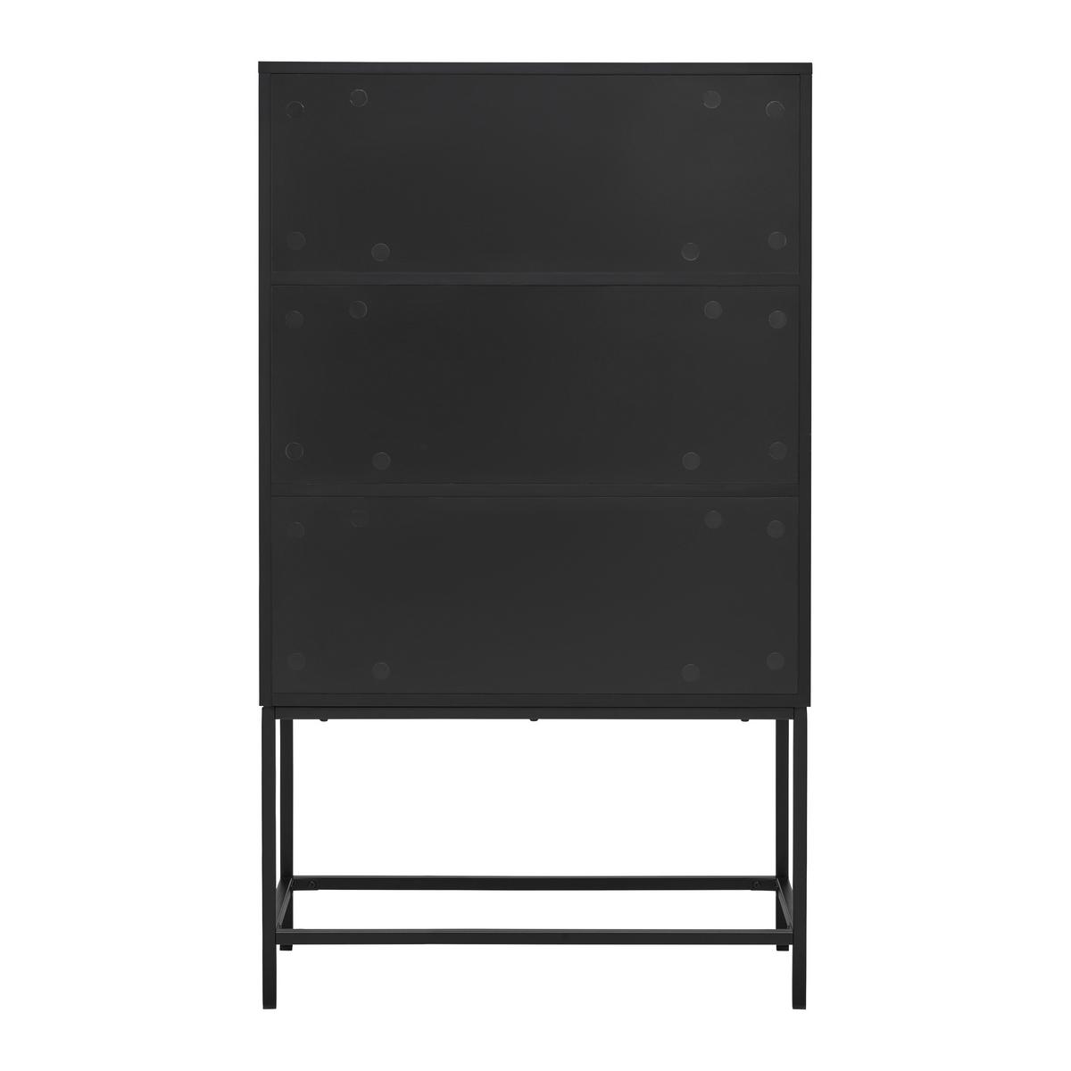 Highboard Marlene Schwarz/Edelstahlfarben - Edelstahlfarben/Schwarz, Design, Holzwerkstoff/Metall (80/140/40cm) - Mömax