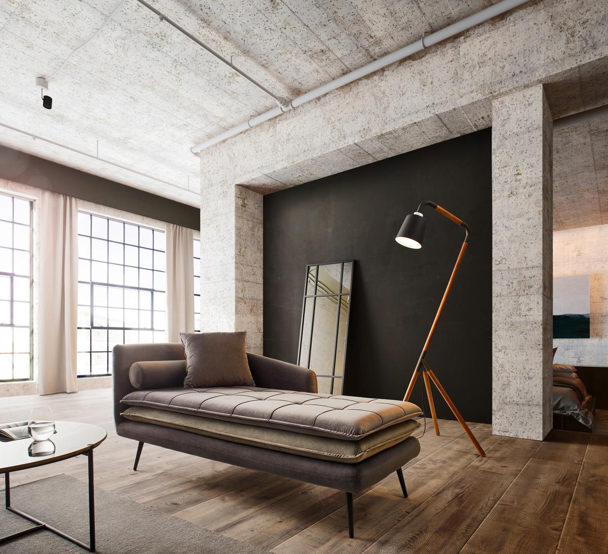 Rekamié Emilia - sötétszürke/szürke, Modern, textil/fa (75/73/162cm) - Bessagi Home