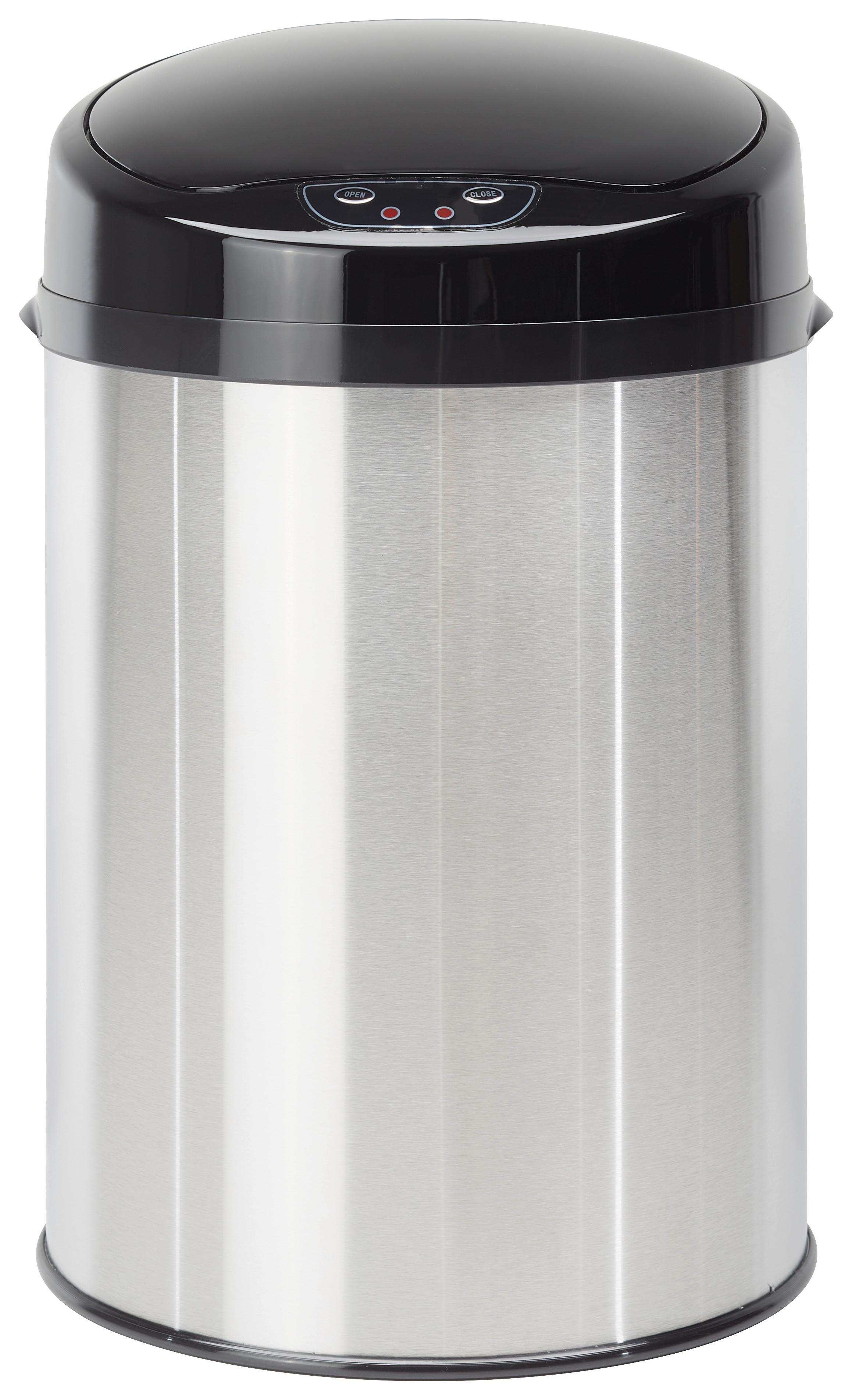 Koš Za Smeti Sensor, 9 L - barve nerjavečega jekla/črna, Trend, kovina/umetna masa (24,5/37,5cm) - Echtwerk