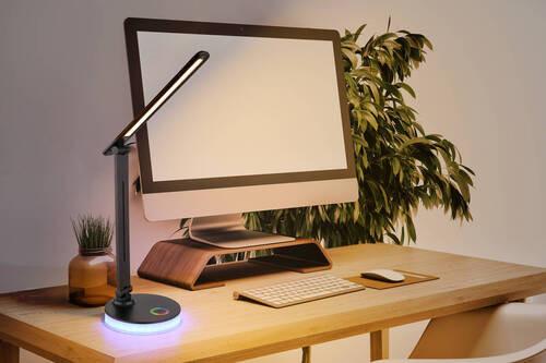 Namizna Led-svetilka Geraldo, S Sijalko - črna/opal, Design, umetna masa (28/15/50cm) - Globo