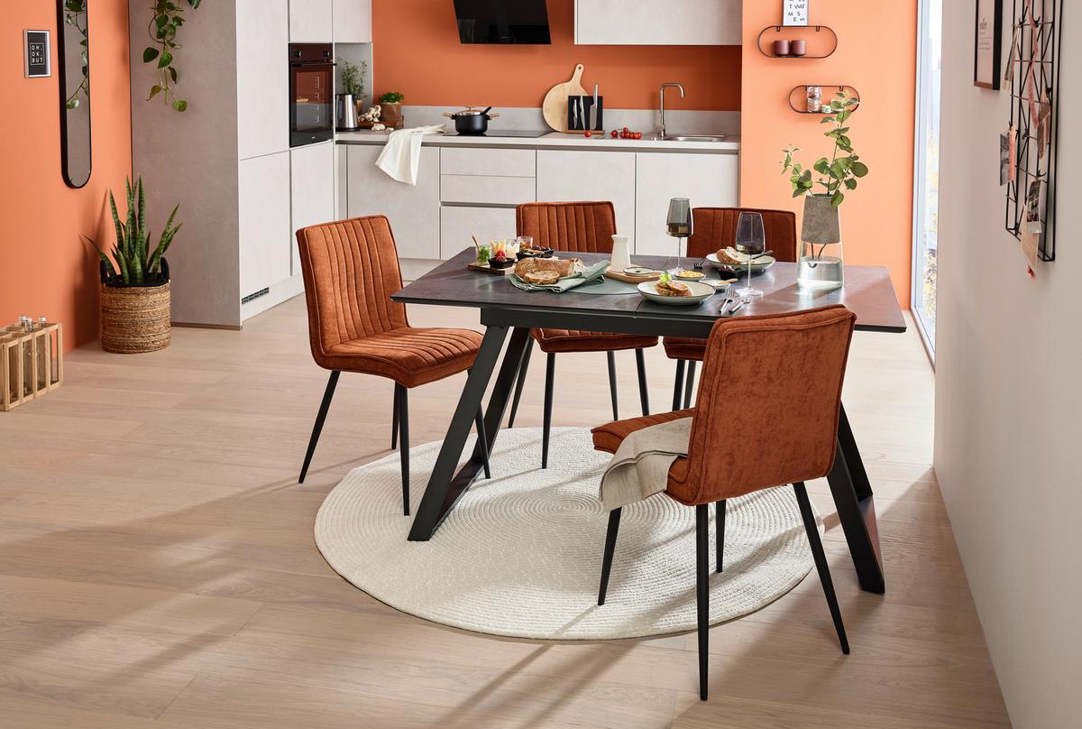 Stuhl Lena in Rostfarben - Rostfarben/Schwarz, Modern, Holz/Textil (43/86/57cm) - Mömax