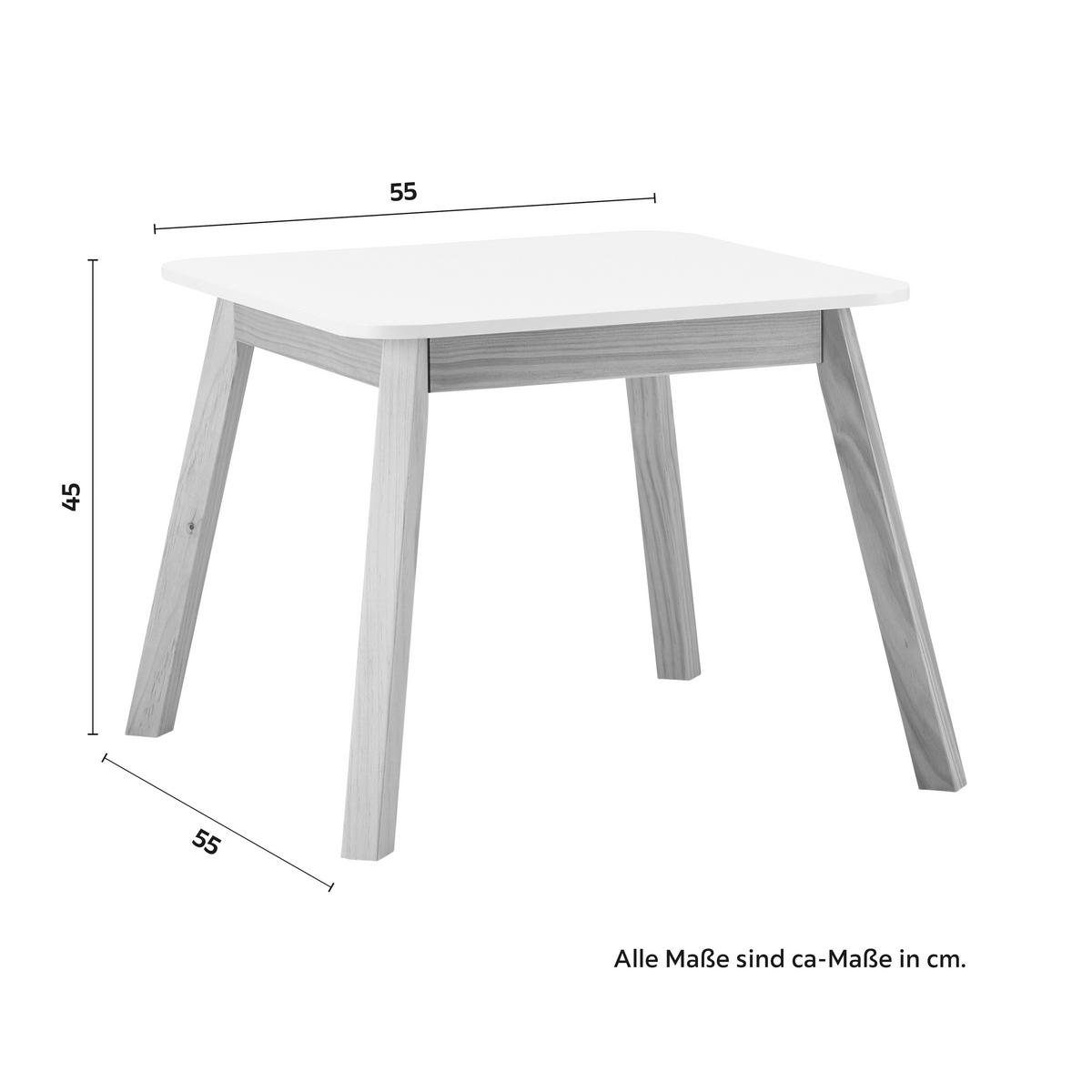 Otroški Set Mize In Stolov Pino, Bela, Naravna Barva - barve bora/bela, Moderno, les (55/45/55cm) - Bessagi Kids