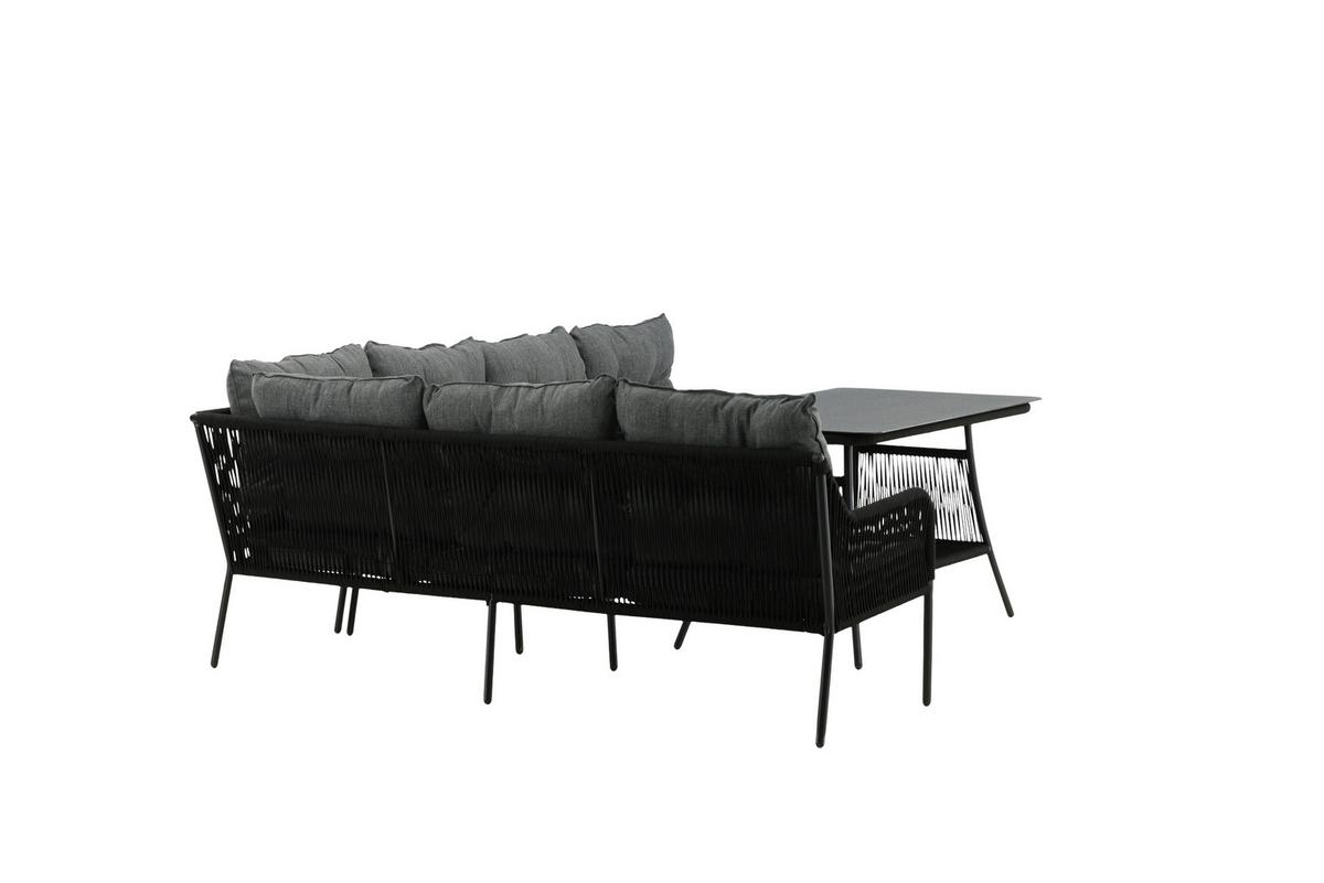 Dining-Loungeset Berlin ca. 173x196 cm Schwarz - Schwarz, KONVENTIONELL, Metall (173/196cm) - Gardenson