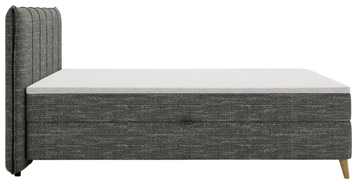 Boxbett Veloria Anthrazit ca. 180x200cm - Anthrazit/Schwarz, KONVENTIONELL, Textil/Metall (180/200cm) - Based