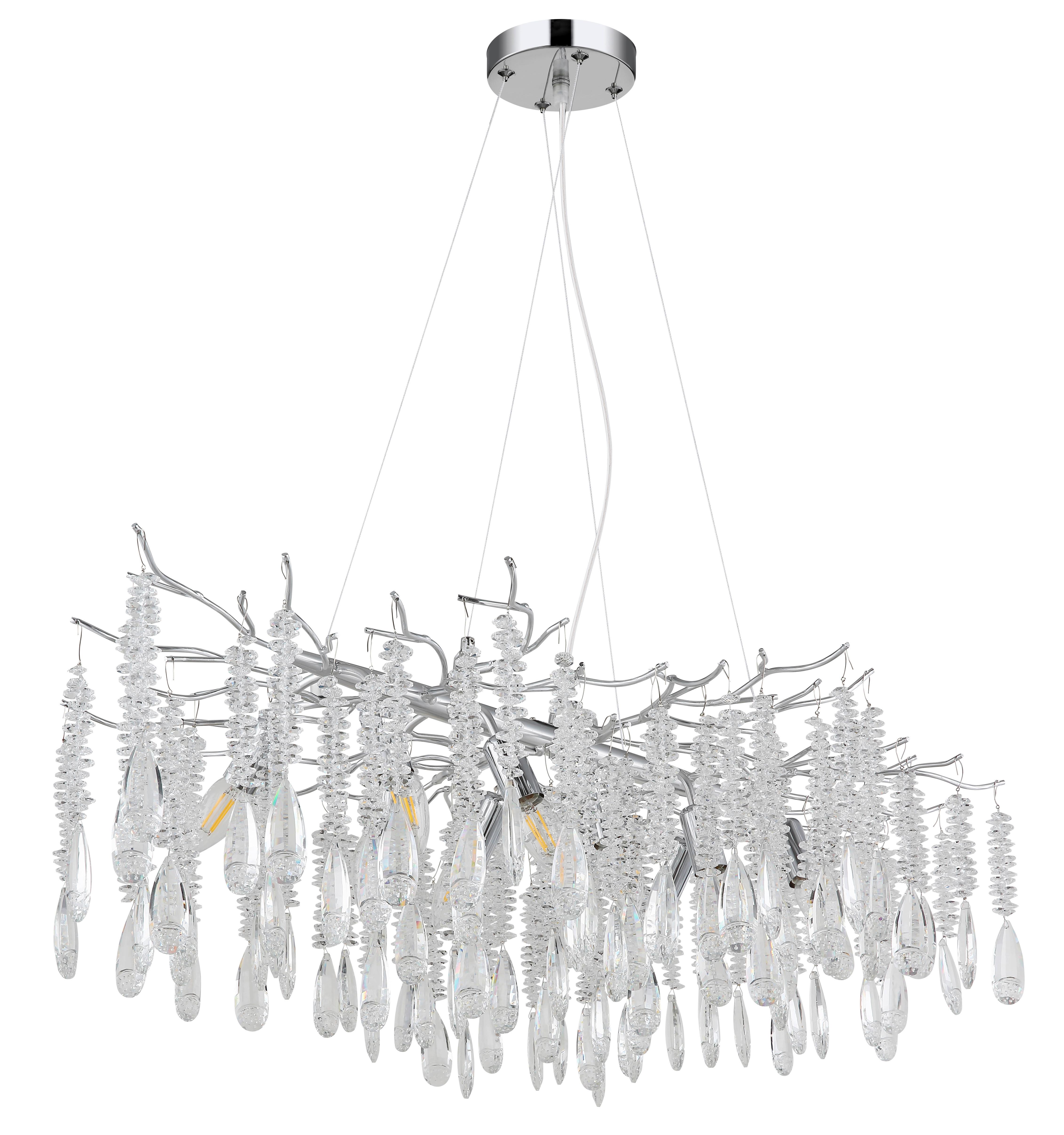 Viseća Svjetiljka Kinga - srebrne boje/prozirno, Design, staklo/metal (100/60/120cm) - Globo