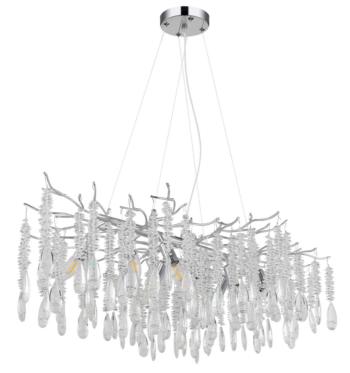 Viseća Svjetiljka Kinga - srebrne boje/prozirno, Design, staklo/metal (100/60/120cm) - Globo