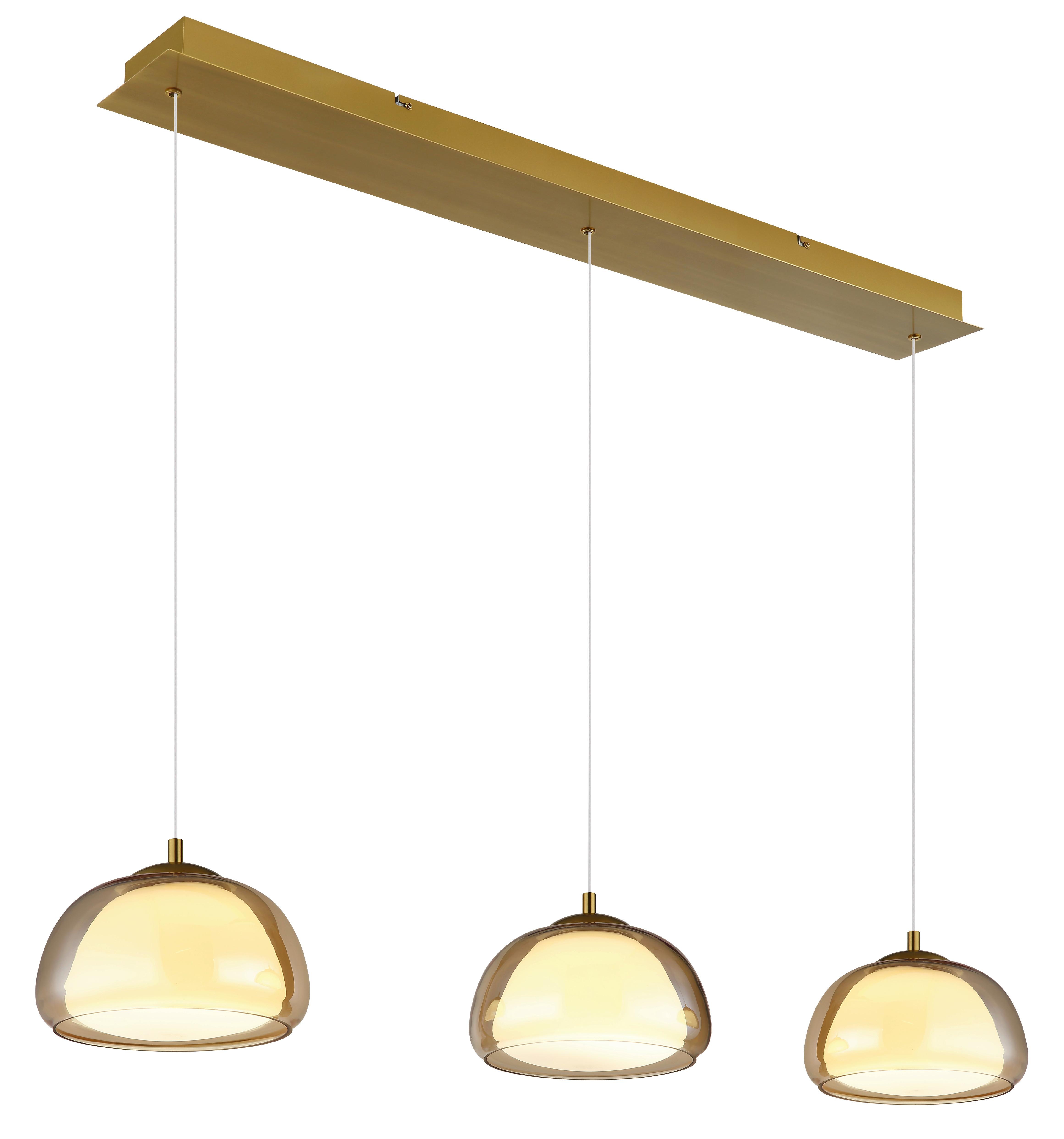 Led Viseća Svjetiljka Avila - bijela/zlatne boje, Design, staklo/metal (117/25/150cm) - Globo