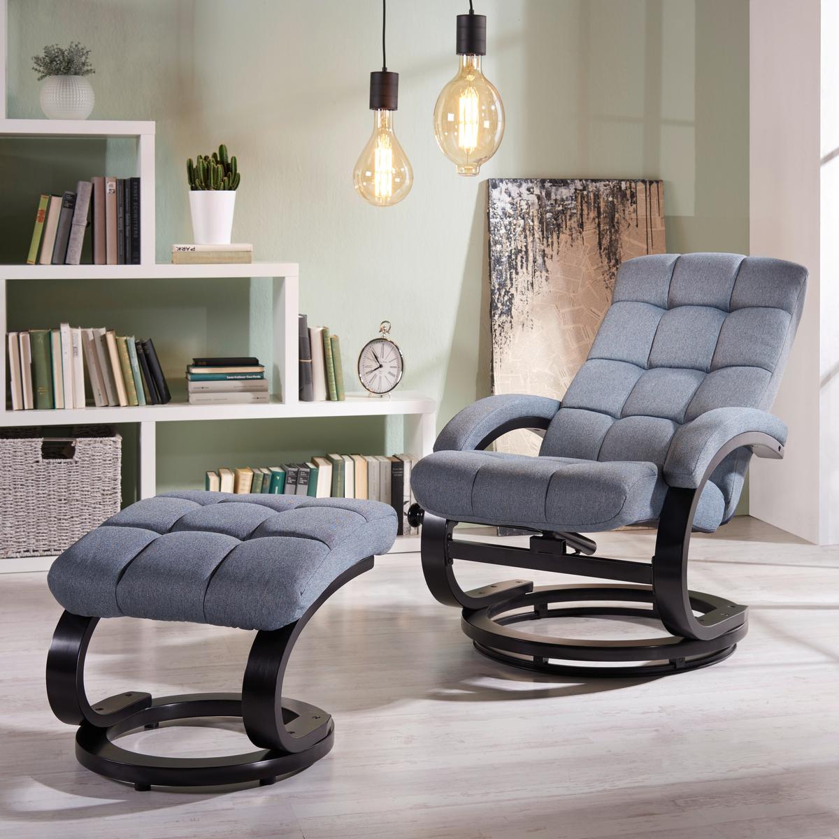ZESTAW FOTELI RELAKSACYJNYCH DAMIAN - czarny/szary, Modern, metal/tkanina (67/78/94cm) - MID.YOU