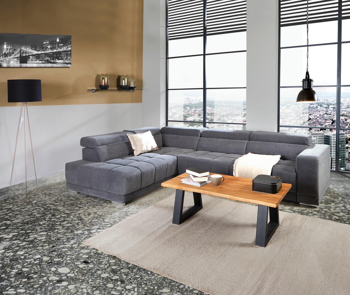 Sedežna Garnitura Hogan, Siva, Relax Funkcija - srebrne barve/siva, Moderno, kovina/tekstil (212/299cm) - Modern Living