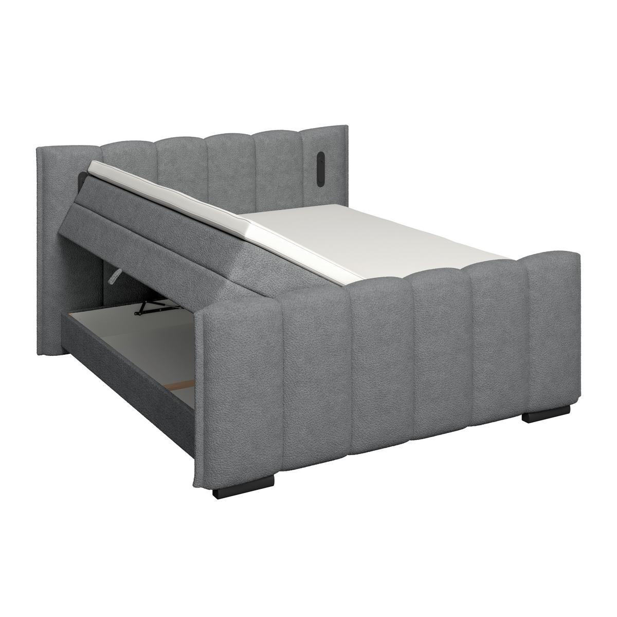 Boxspring Krevet Elysia - tamno siva/crna, Trend, drvni materijal/drvo (160/200cm) - Premium Living