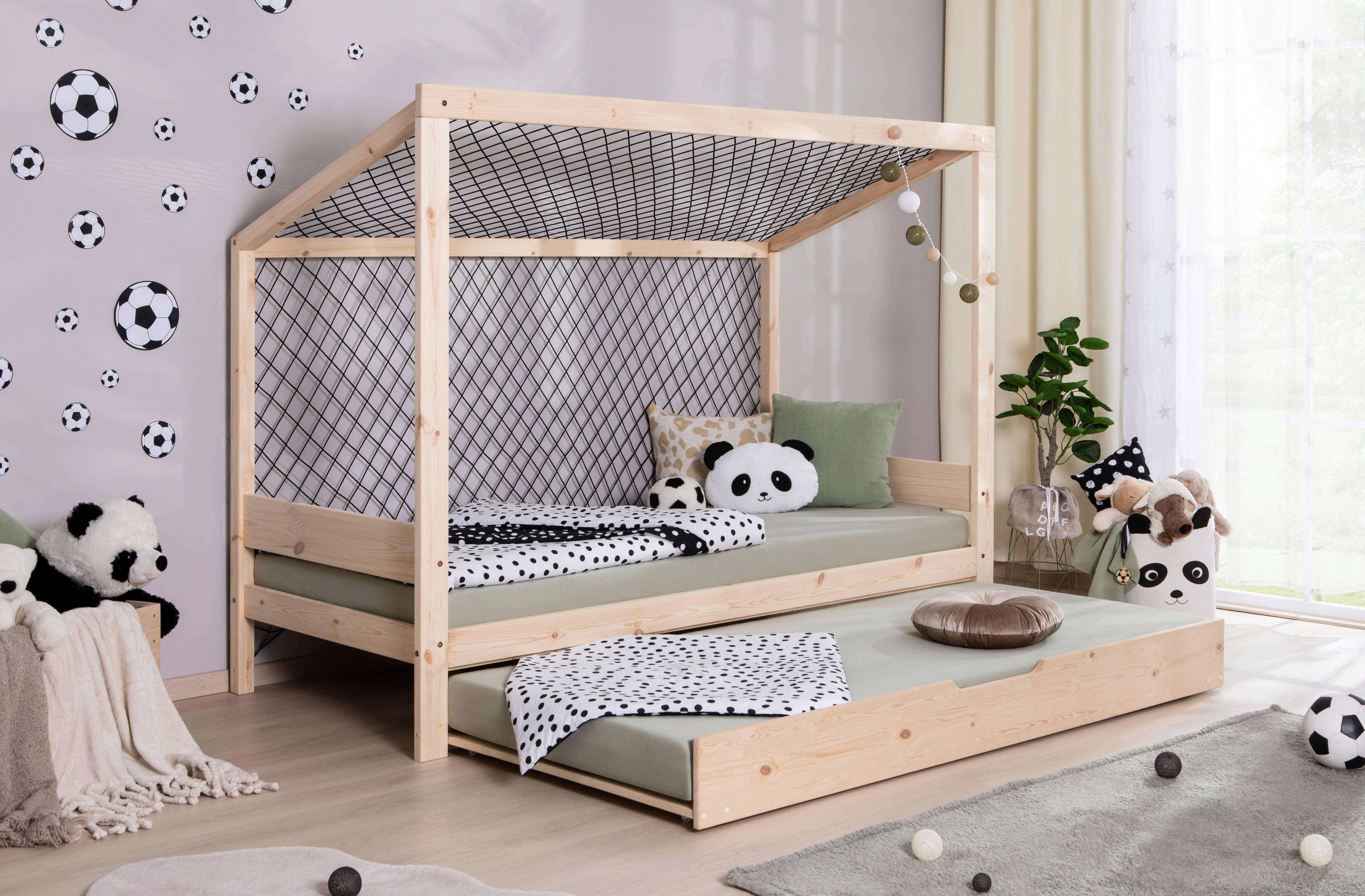 Ausziehbett Fußball Holz ca. 90x200 cm - Naturfarben, MODERN, Holz/Textil (90/200cm) - MID.YOU
