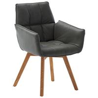 KRZESŁO Z PODŁOKIETNIKAMI CORK - antracytowy/dąb dziki, Konventionell, skóra/drewno (61/87/63cm) - Linea Natura