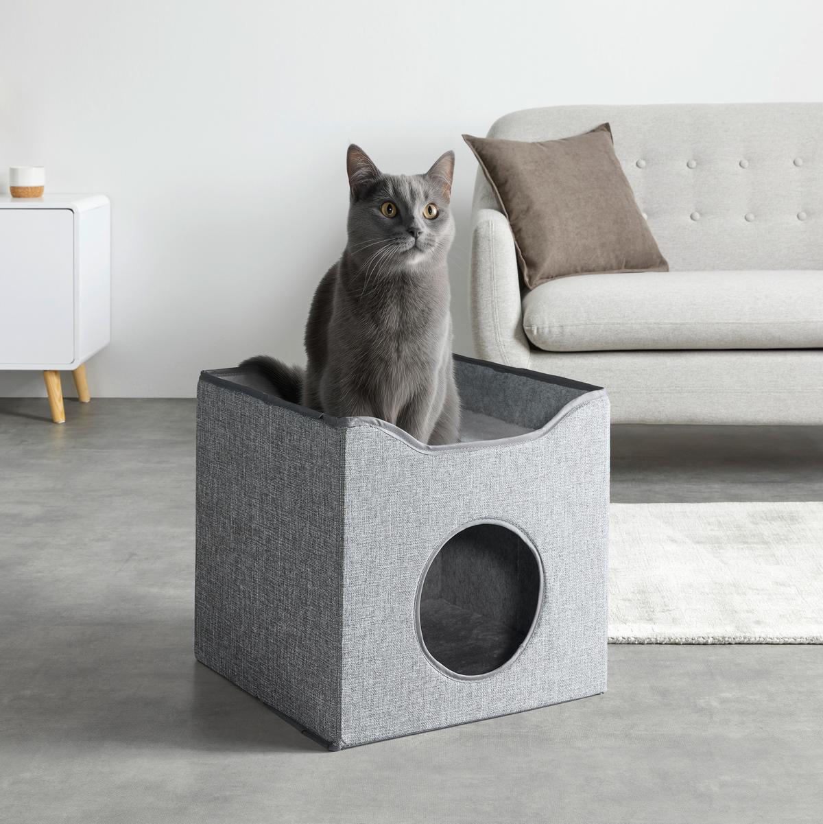 Katzensofa Meow Grau - Grau, KONVENTIONELL, Holzwerkstoff/Kunststoff (40/40/37cm) - Mömax