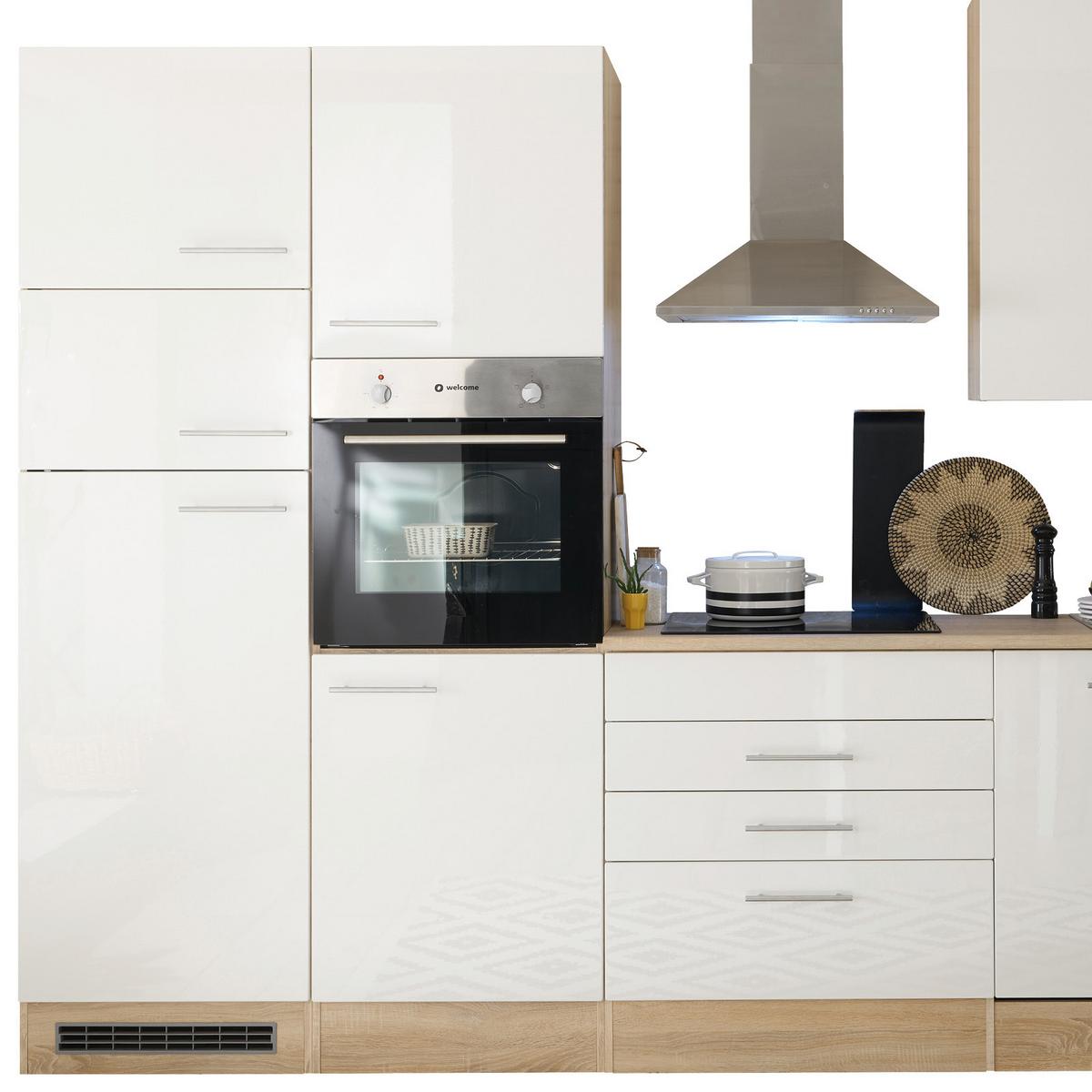 Moderen Kuhinjski Blok Brez Aparatov Laurel, Bela, Hrast - bela/hrast sonoma, Moderno, leseni material (310cm) - MID.YOU
