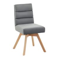 Stuhl Katrin Samtbezug, drehbar Grau Echtholz Beine - Buchefarben/Grau, MODERN, Holz/Textil (45/62/88cm) - Bessagi Home