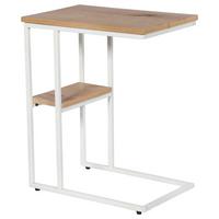 STOLIK BOCZNY ALCOBA - kolor dębowy/biały, Design, materiał drewnopochodny/metal (45/30/55cm) - Landscape