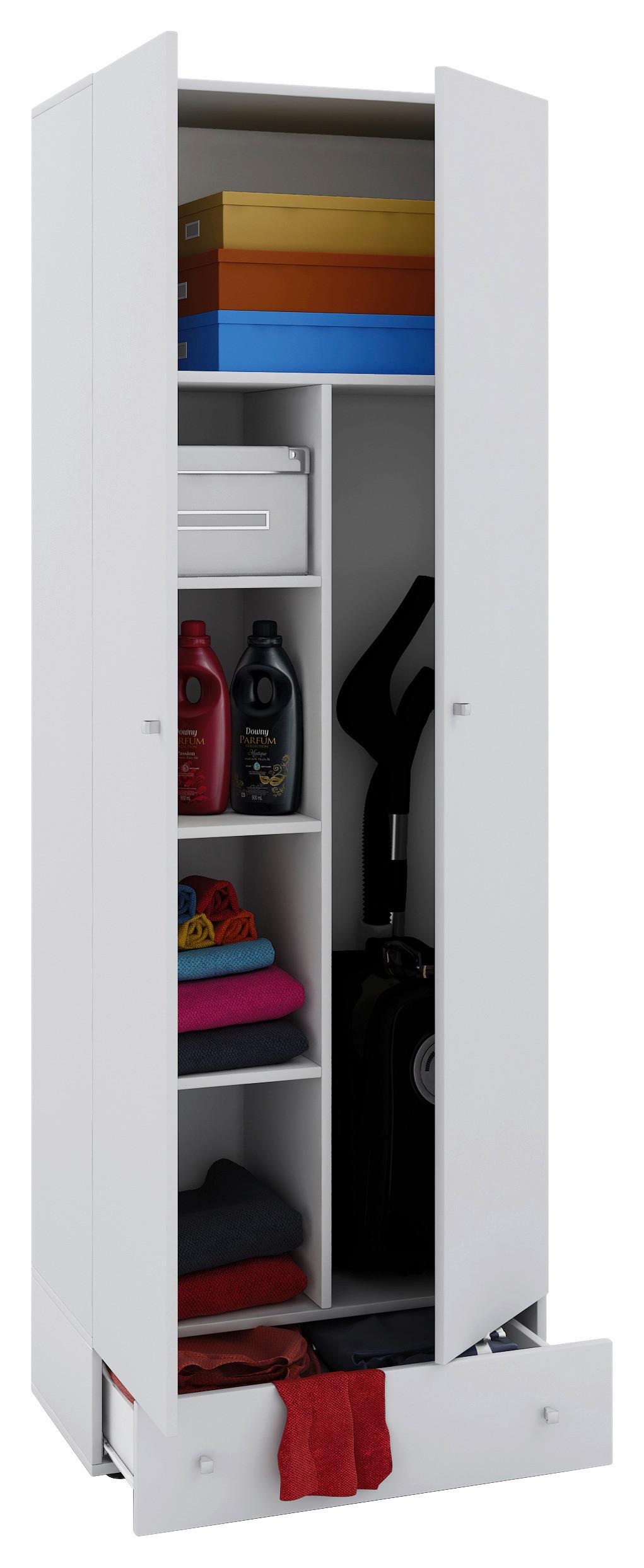 Mehrzweckschrank Vandol II Weiß 6-fach - Silberfarben/Schwarz, MODERN, Holzwerkstoff/Kunststoff (70/198/39cm) - MID.YOU