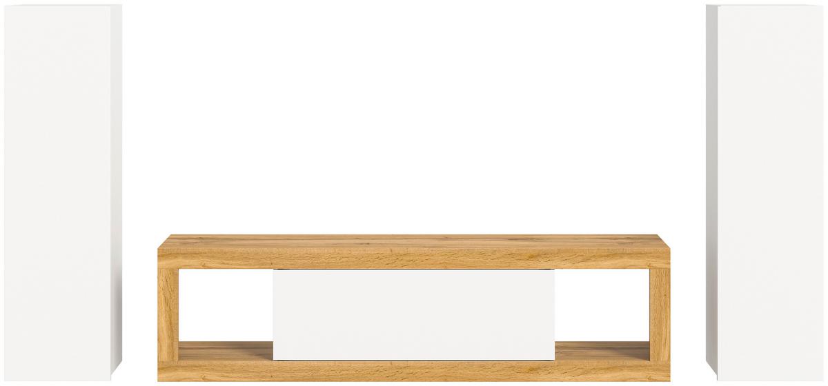 Ansamblu mobilier camera de zi TANGO - alb/stejar Wotan, Design, material pe bază de lemn (240/135/30cm) - Modern Living