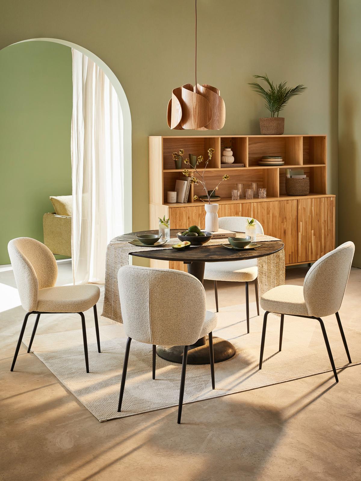 KRZESŁO PATRICIA - beżowy/kremowy, Modern, metal/tkanina (52/85/57,5cm) - MID.YOU