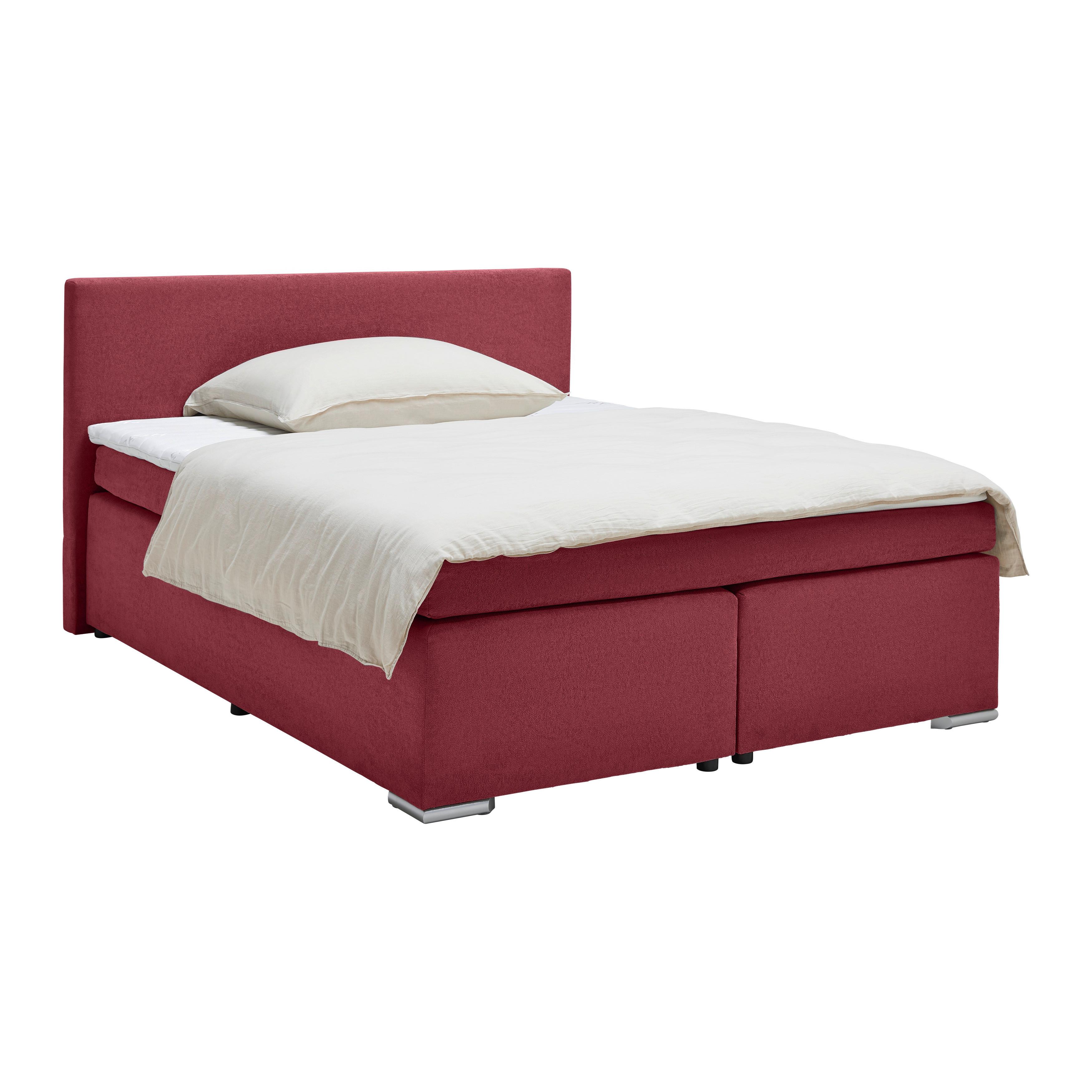 Boxspring Krevet Mira 2 - crvena, Moderno, metal/tekstil (160/200cm) - Based