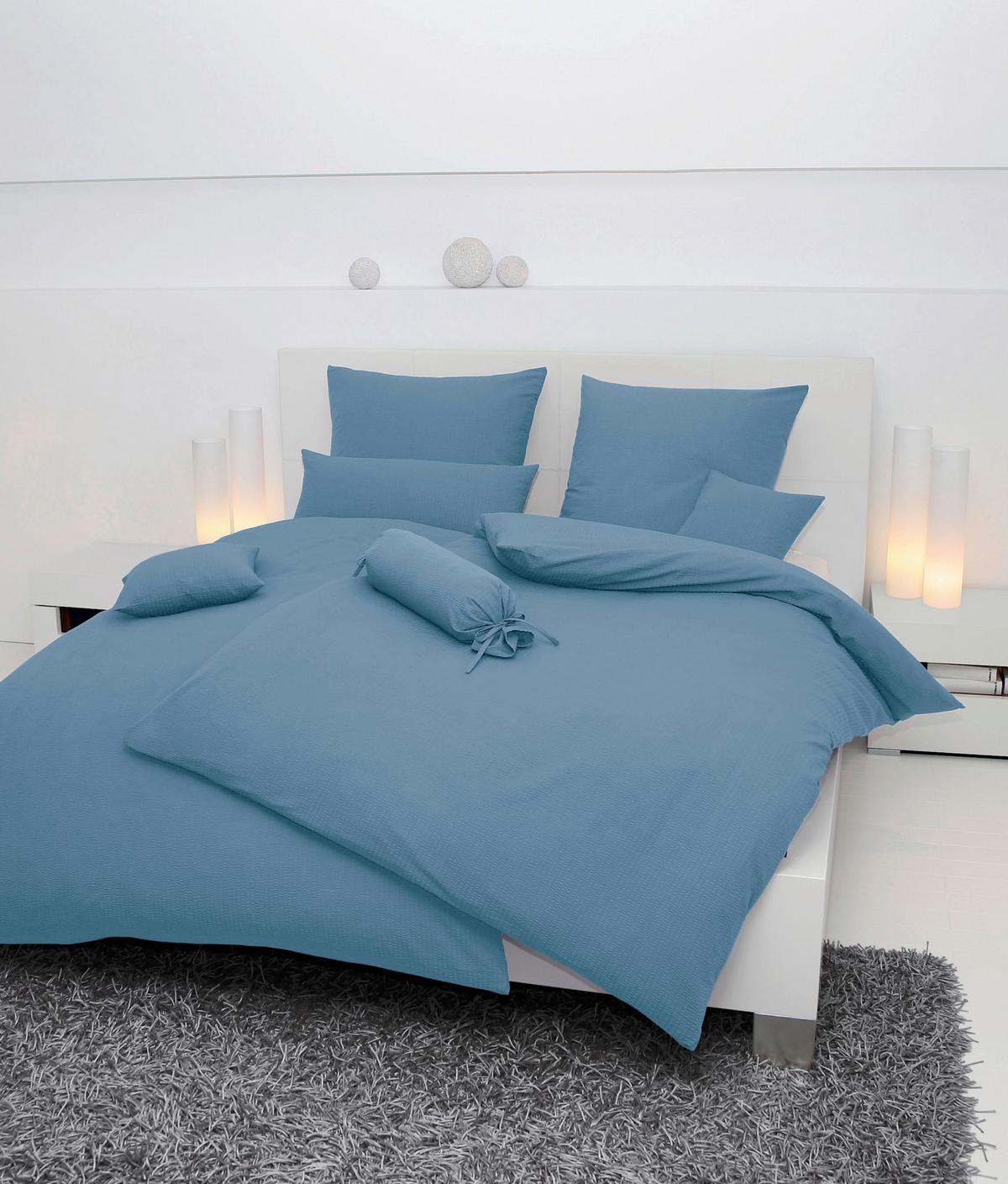 POŚCIEL PIANO - niebieski, Basics, tkanina (200/220cm) - Janine