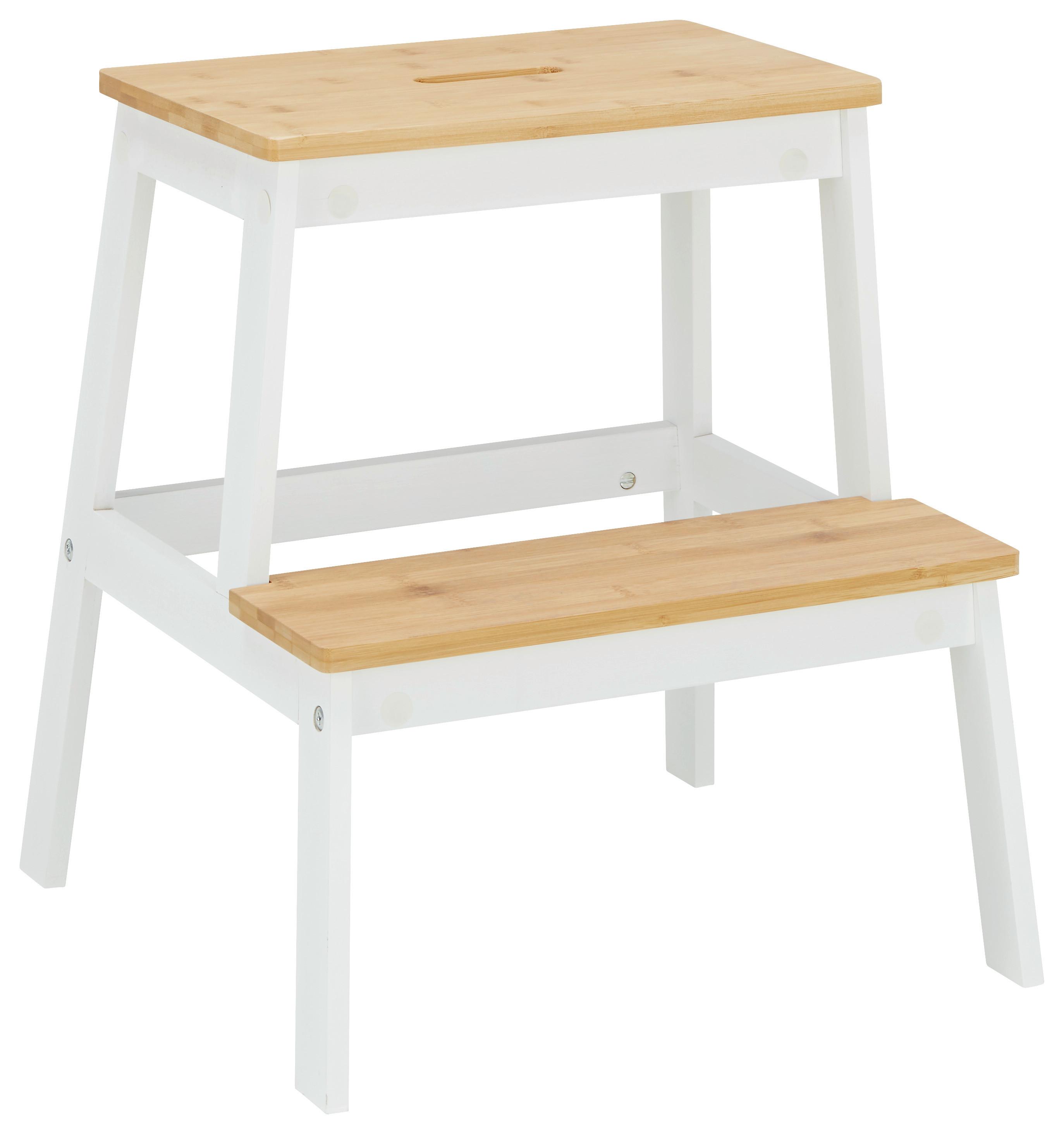 HOCKER BERNI -TOP- -BASED/SB- - Naturfarben/Weiß, Modern, Holz (43/47/43cm) - Based