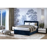 Boxspring Krevet Nikol - tamno plava, drvni materijal/tekstil (160/200cm) - Based