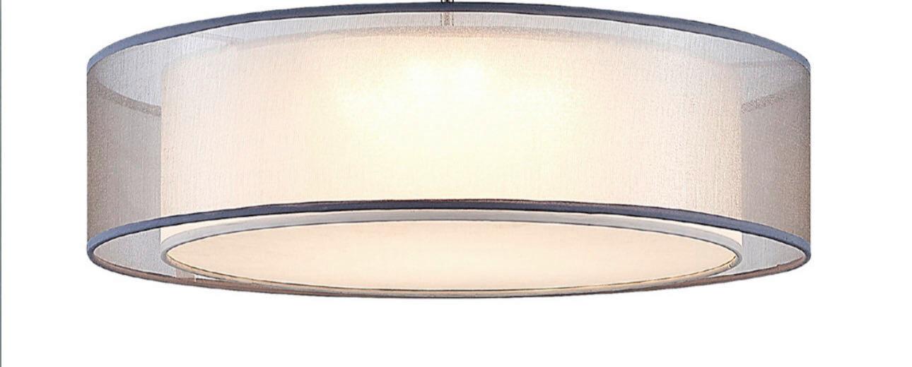 LED-DECKENLEUCHTE 60900102 CHLOE - Grau/Nickelfarben, Konventionell, Textil/Metall (50/15,5cm) - Globo