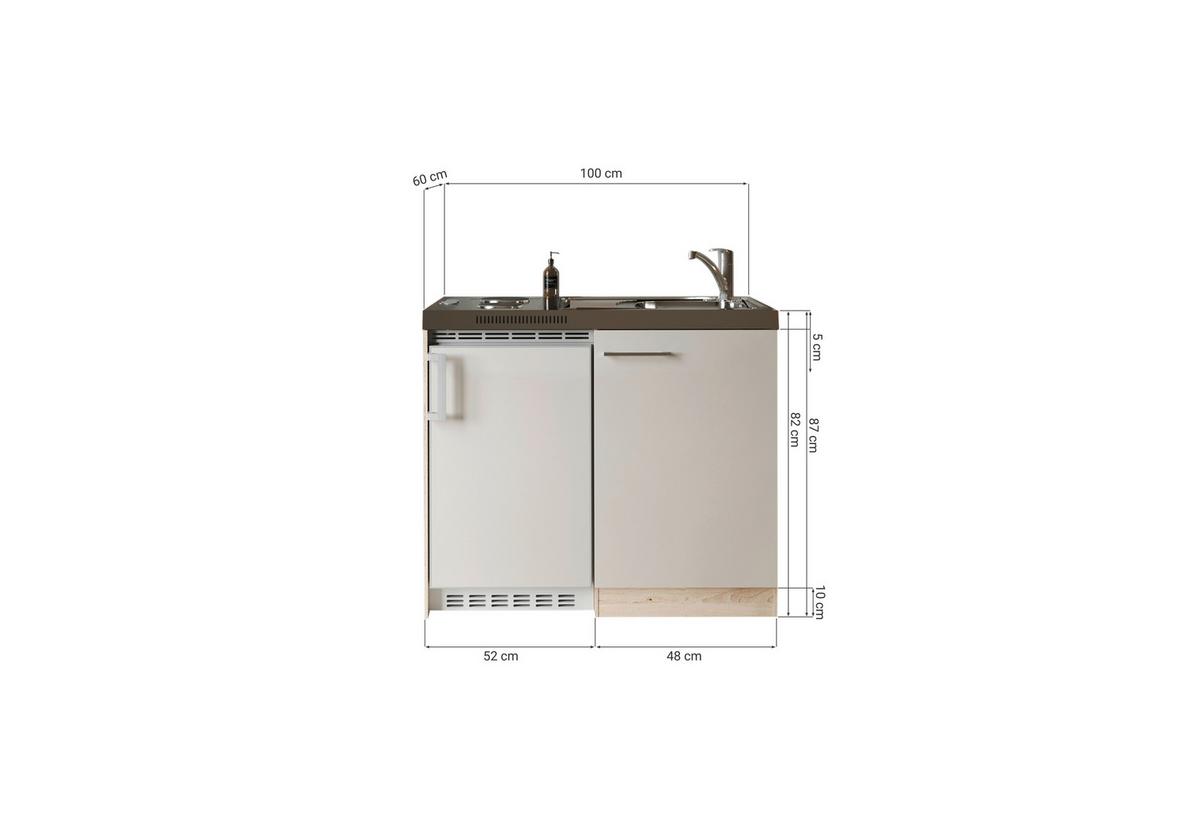 Miniküche Levin m. Geräten B: ca. 100cm Kaschmir - Kaschmir/Eichefarben, Trend, Holzwerkstoff/Kunststoff (100cm) - Respekta