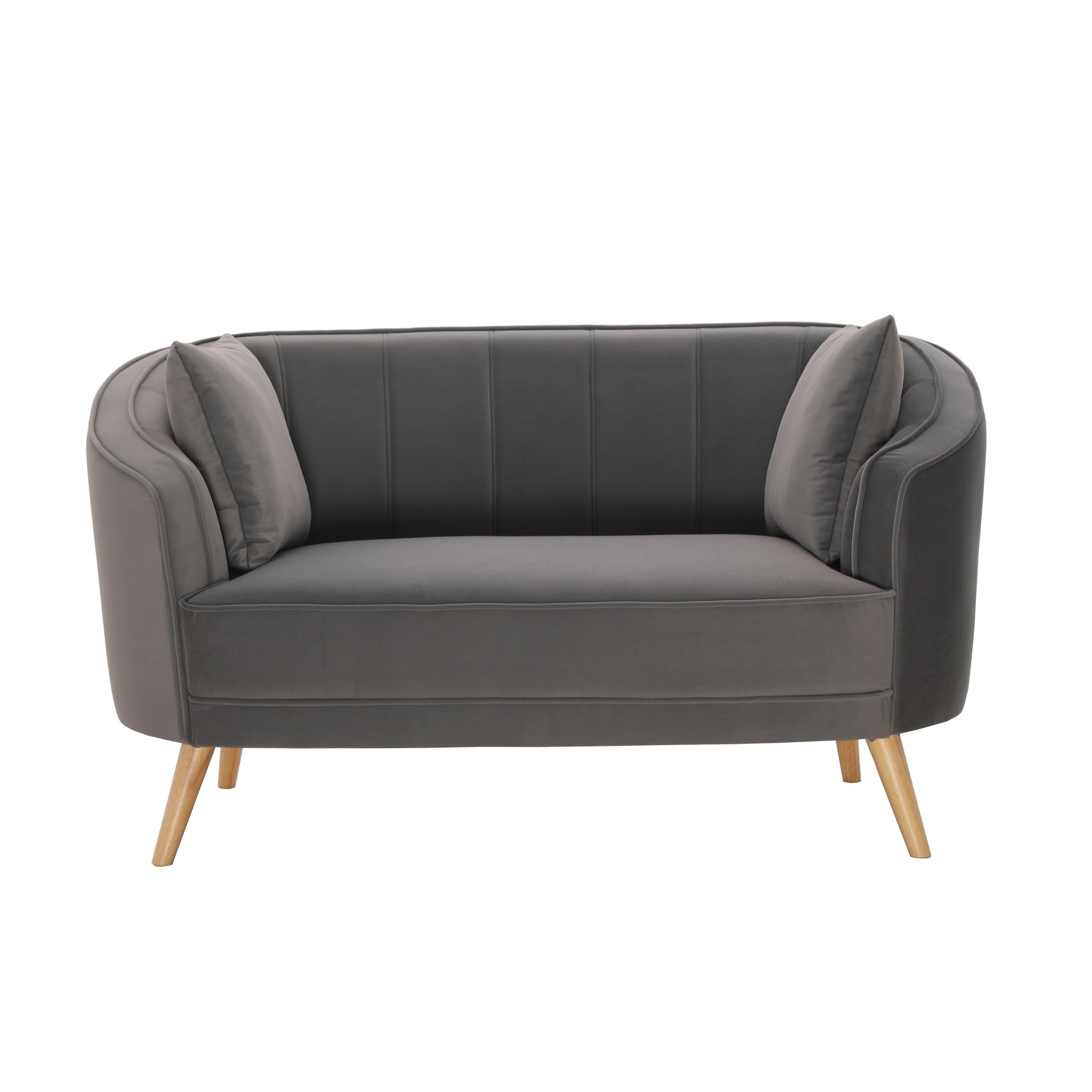 Sofa "Hope", zweisitzer, grau, Samt - Naturfarben/Grau, MODERN, Holz/Textil (141/77/73cm) - Bessagi Home