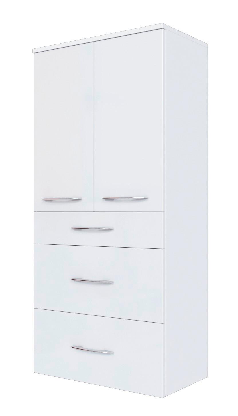 Midischrank Florida in Weiß Hochglanz - Chromfarben/Weiß Hochglanz, MODERN, Holzwerkstoff/Metall (60/130/35cm)
