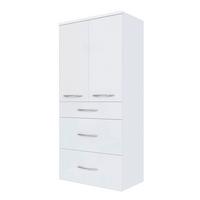 Midischrank Florida in Weiß Hochglanz - Chromfarben/Weiß Hochglanz, MODERN, Holzwerkstoff/Metall (60/130/35cm)