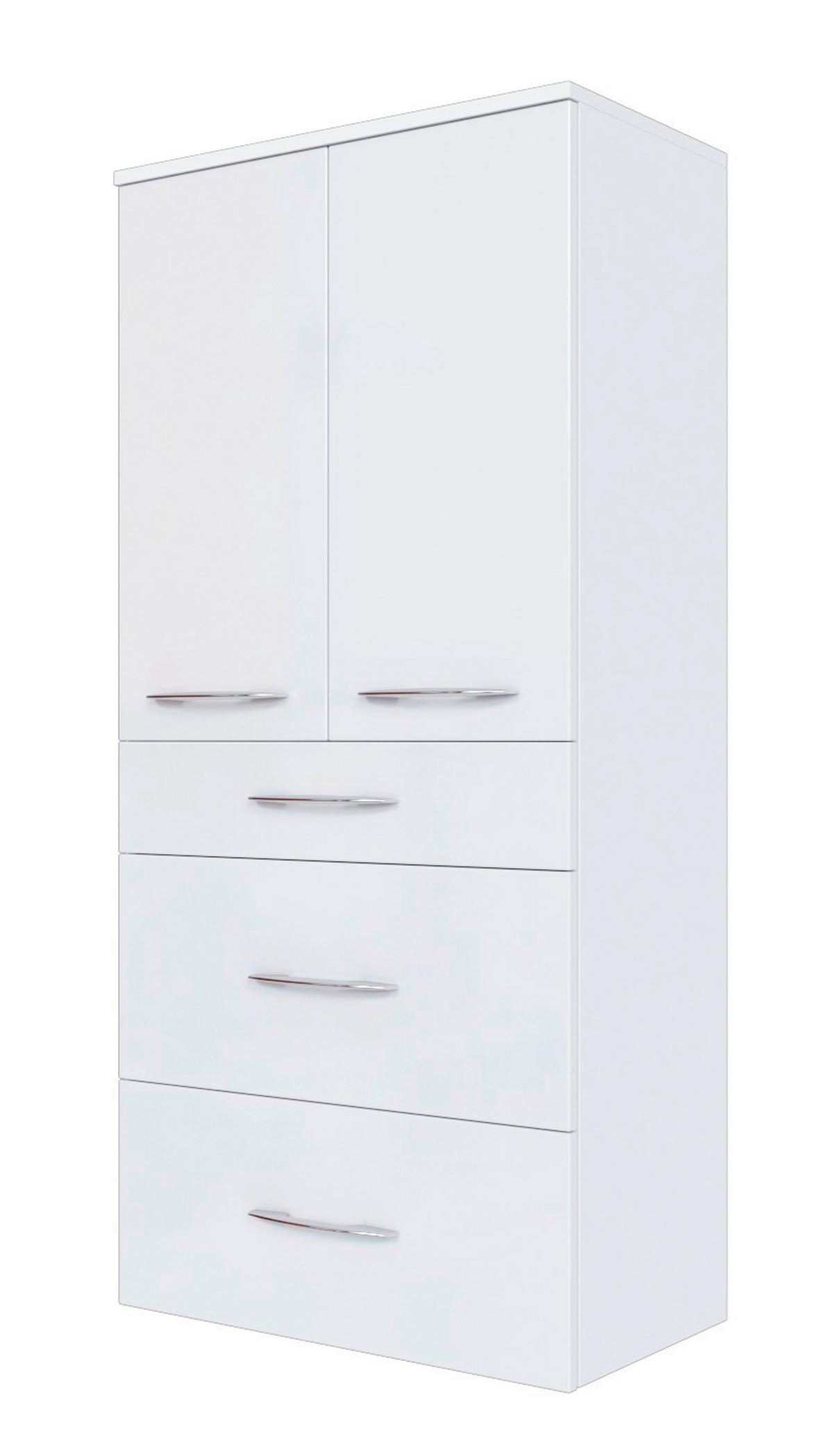 Midischrank Florida in Weiß Hochglanz - Chromfarben/Weiß Hochglanz, MODERN, Holzwerkstoff/Metall (60/130/35cm)