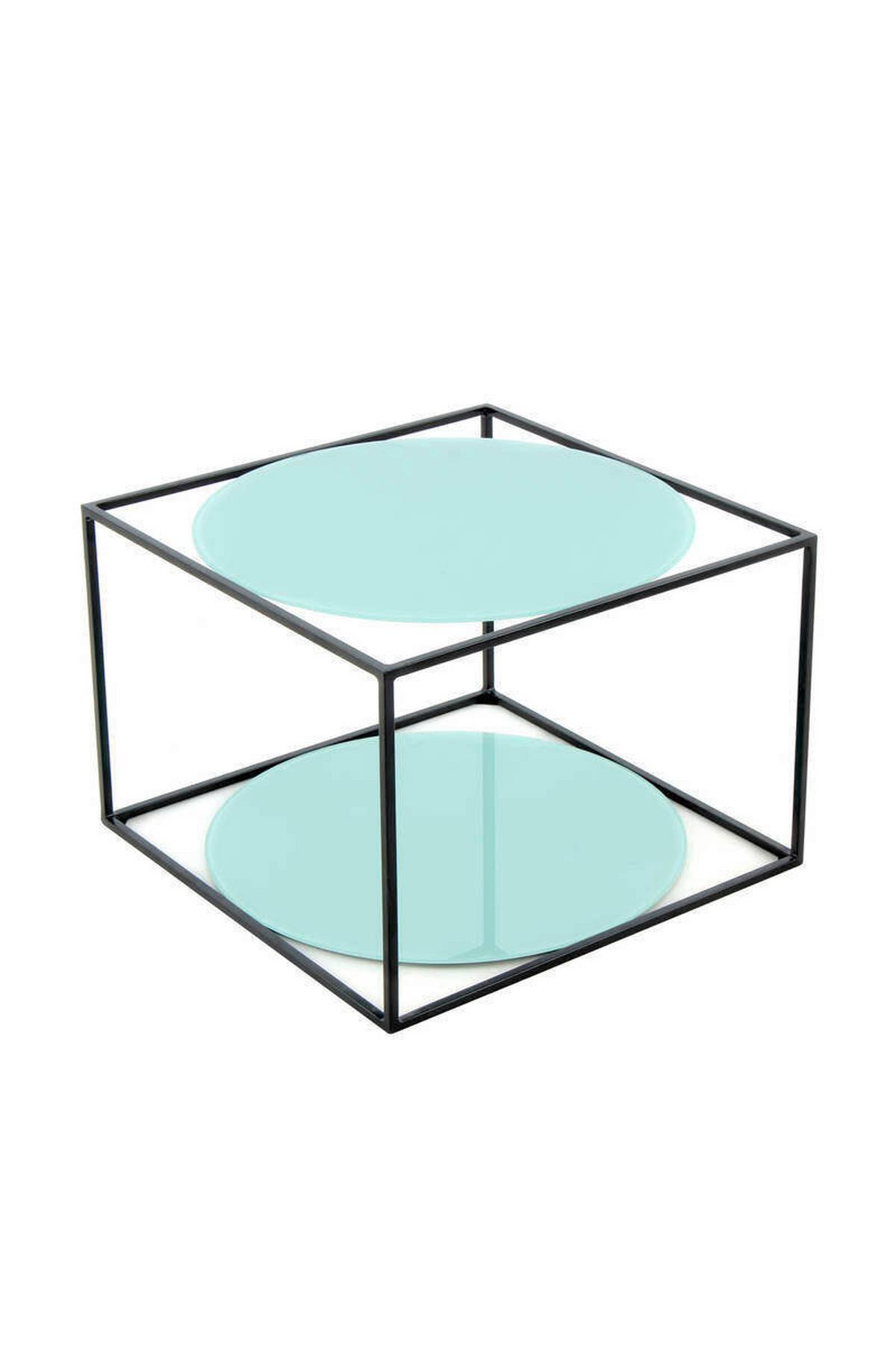 BEISTELLTISCH 2LYMU - Schwarz/Grün, Basics, Glas/Metall (50/50/36cm) - Kayoom