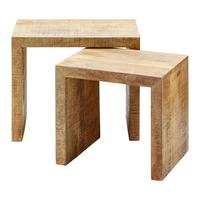 Beistelltisch in Naturfarben - Schwarz/Naturfarben, Natur, Holz (55-45/45-40/35cm) - Mömax