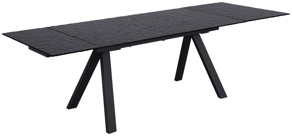 Ausziehtisch Bruno Schwarz - Schwarz, Lifestyle, Glas/Metall (160-240/90/76cm) - Premium Living