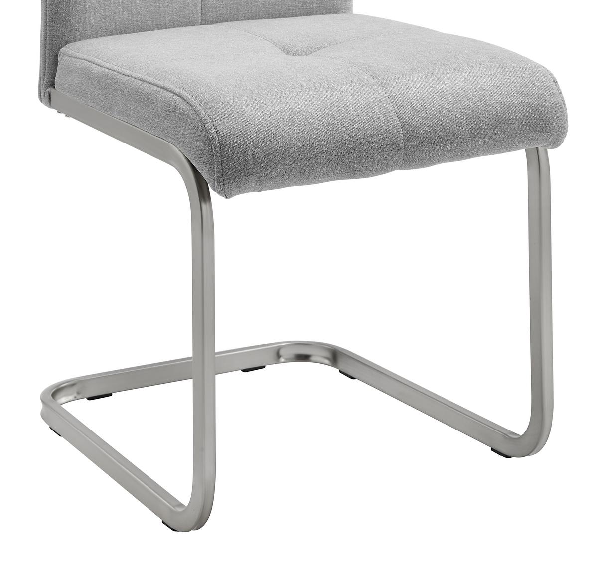 KRZESŁO NA PŁOZIE LUCIE - jasnoszary/kolor chromowy, Modern, metal/drewno (42,5/98/45cm) - Bessagi Home