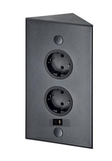 Steckdosenelement 410887 Riva USB Schwarz - Schwarz, ROMANTIK / LANDHAUS, Metall (11,5/24/6cm) - Vogt