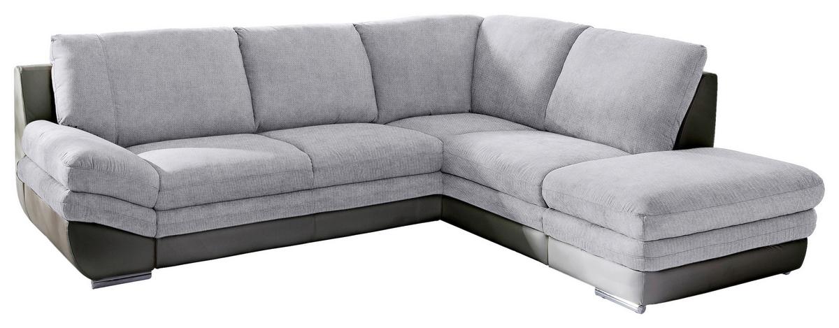 Wohnlandschaft Nardo Grau/Dunkelgrau - Chromfarben/Dunkelgrau, MODERN, Textil/Metall (264/221cm) - MID.YOU