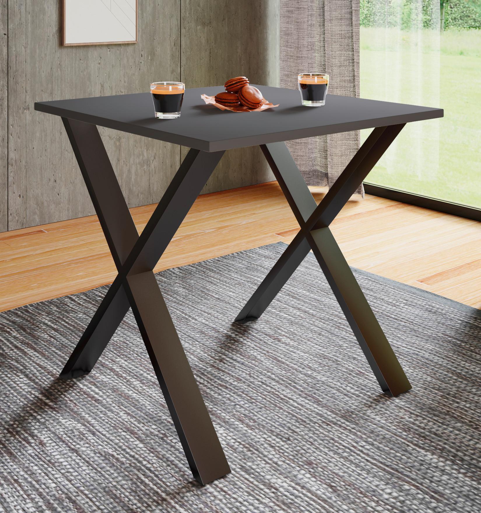 SCHREIBTISCH LONA - Anthrazit/Silberfarben, Design, Holzwerkstoff/Metall (80/80/76cm) - MID.YOU