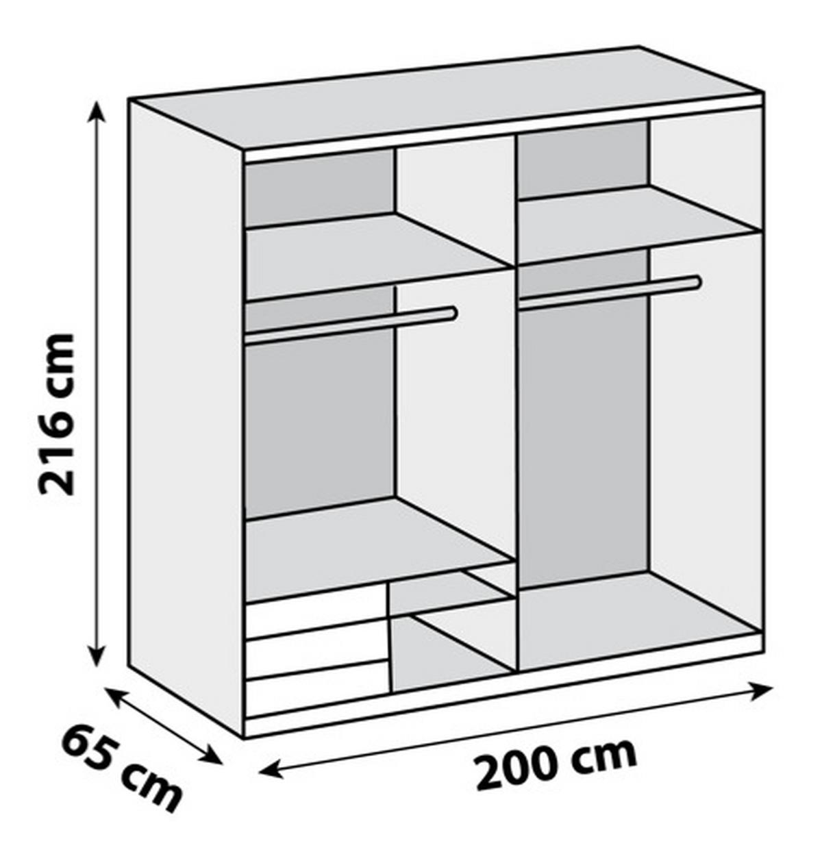 Ormar S Kliznim Vratima Level 36a - bijela/boje kroma, Moderno, staklo/drvni materijal (200/216/65cm) - Modern Living