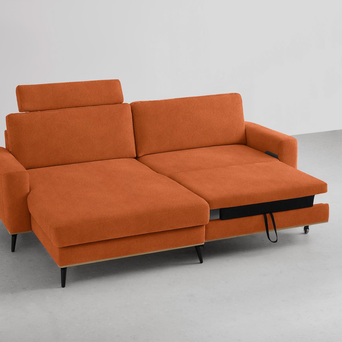 Wohnlandschaft Romeo Orange - Schwarz/Orange, KONVENTIONELL, Textil/Metall (167/87/234cm) - Zandiara