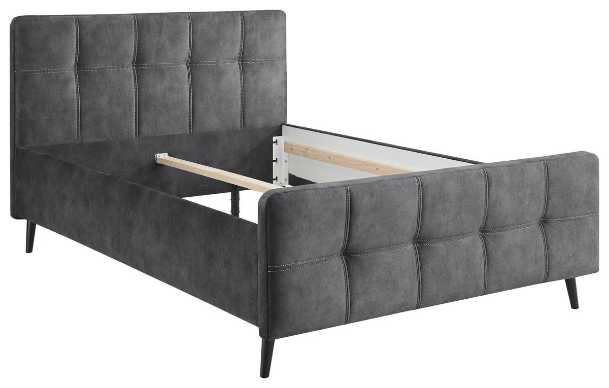 Polsterbett Mario C ca. 140x200 cm Anthrazit - Anthrazit/Schwarz, Basics, Holz/Holzwerkstoff (140/200cm) - MID.YOU